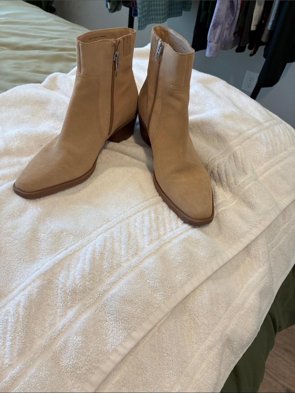 Dolce Vita Tan Suede Ankle Boots with Side Zip